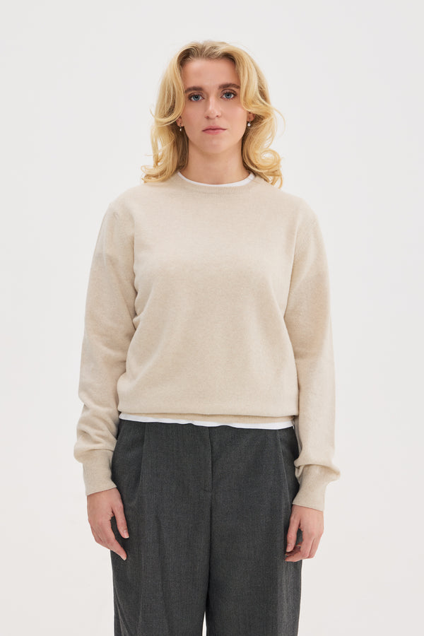 Light Wool Cashmere Crewneck Sweater